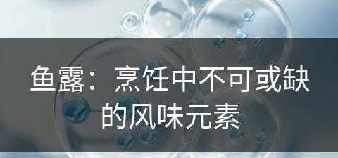 鱼露：烹饪中不可或缺的风味元素